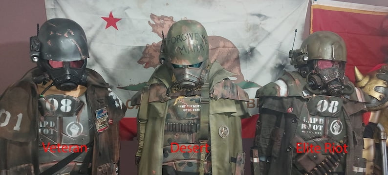 NCR Ranger Cosplay. Veteran, Desert and Elite Riot options! + Free vault 13 flask with all parts